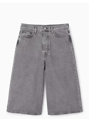 COS Gray Denim High-Rise Wide Leg Knee Length Shorts Size 24